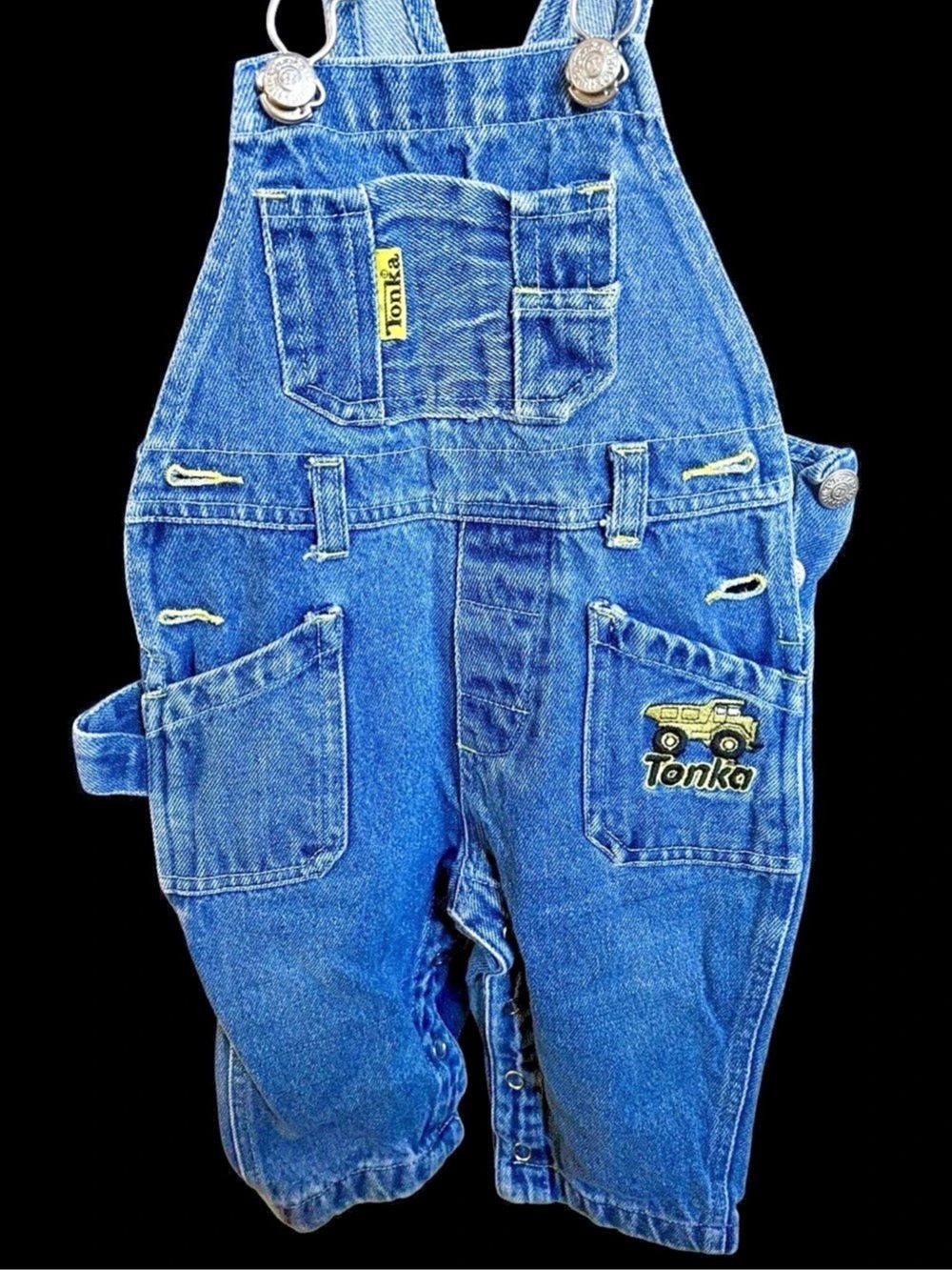 Vintage 2000 Tonka Baby Denim Overalls Size 12M | Construction | Snap Closure